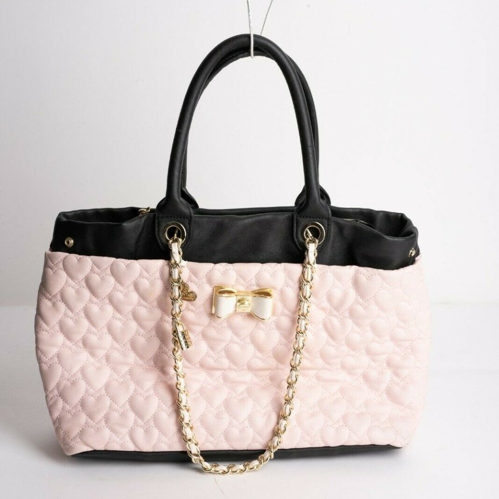 Betsey Johnson Satchel Shoulder Bag Tote L Pink